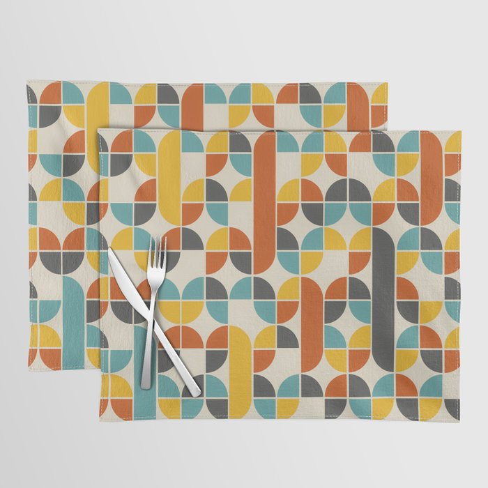1970s Colors Mid Century Modern Geometric Pattern  Placemat