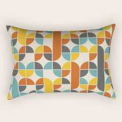 1970s Colors Mid Century Modern Geometric Pattern  Rectangular Pillow