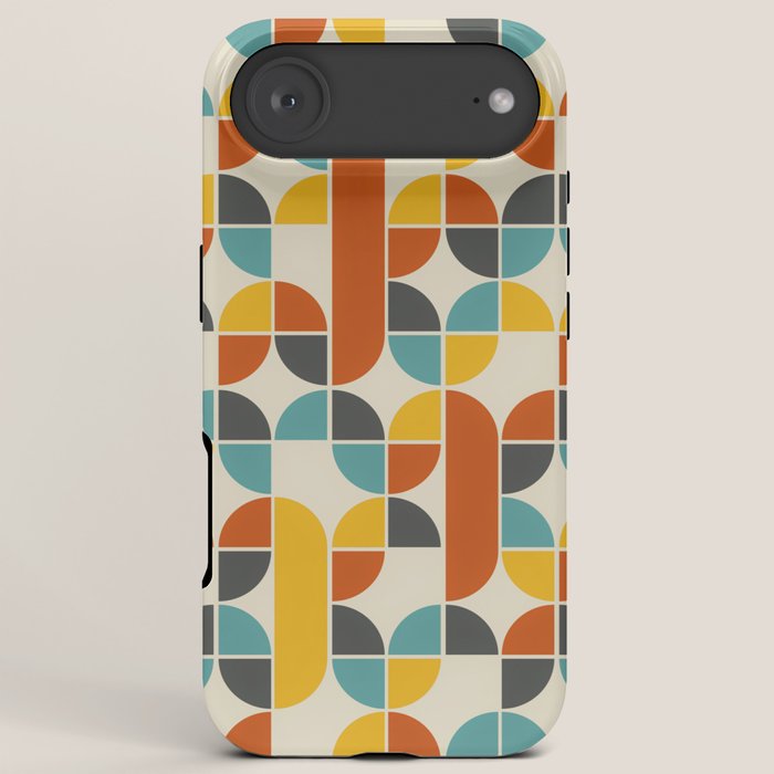 1970s Colors Mid Century Modern Geometric Pattern  iPhone Case