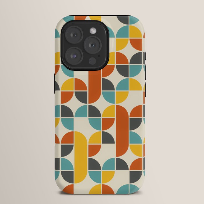 1970s Colors Mid Century Modern Geometric Pattern  iPhone Case