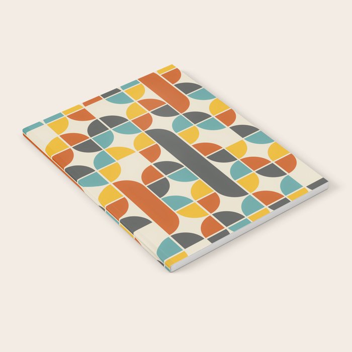 1970s Colors Mid Century Modern Geometric Pattern  Notebook