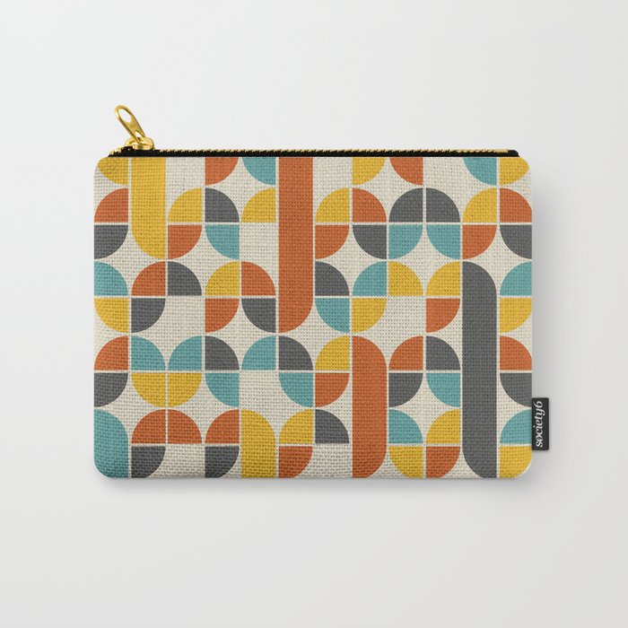 1970s Colors Mid Century Modern Geometric Pattern  Carry All Pouch