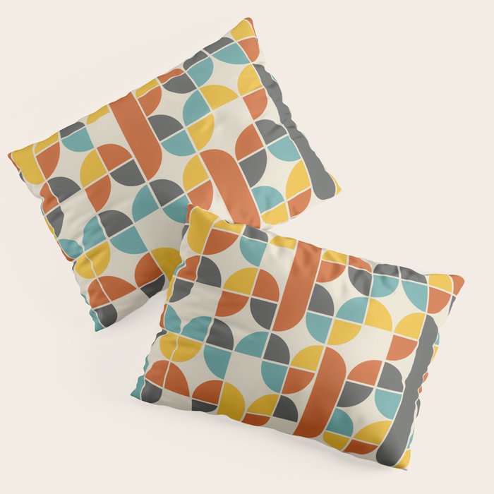 1970s Colors Mid Century Modern Geometric Pattern  Pillow Sham
