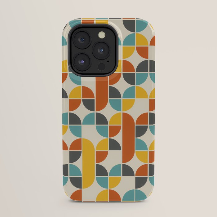 1970s Colors Mid Century Modern Geometric Pattern  iPhone Case