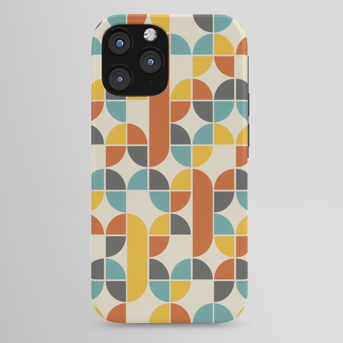 1970s Colors Mid Century Modern Geometric Pattern  iPhone Case