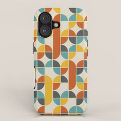 1970s Colors Mid Century Modern Geometric Pattern  iPhone Case