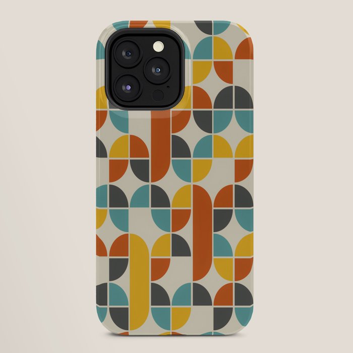 1970s Colors Mid Century Modern Geometric Pattern  iPhone Case