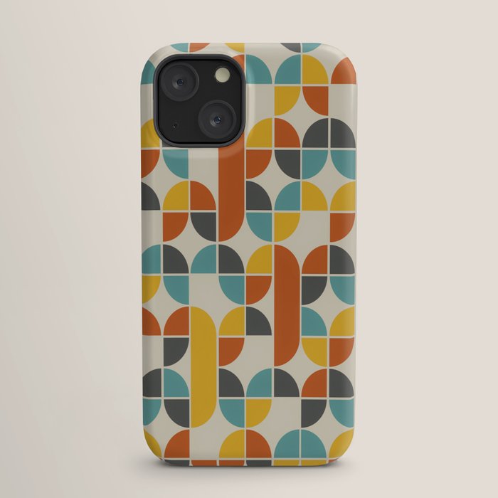 1970s Colors Mid Century Modern Geometric Pattern  iPhone Case