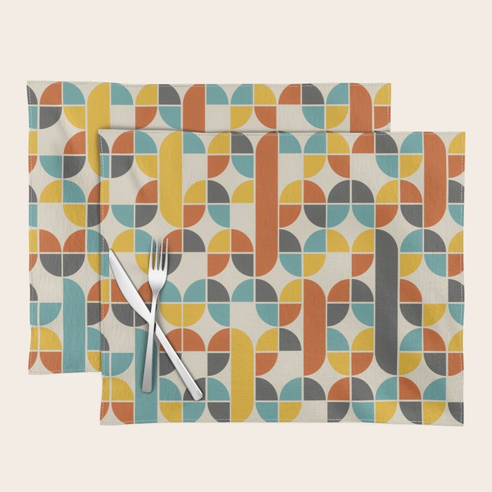 1970s Colors Mid Century Modern Geometric Pattern  Placemat