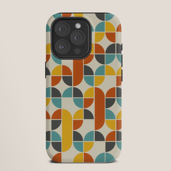 1970s Colors Mid Century Modern Geometric Pattern  iPhone Case