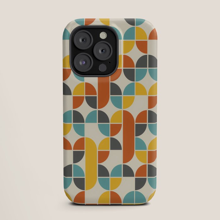 1970s Colors Mid Century Modern Geometric Pattern  iPhone Case