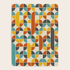 1970s Colors Mid Century Modern Geometric Pattern  Poster