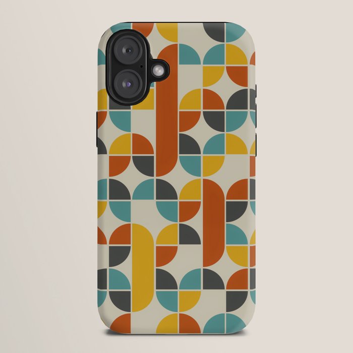 1970s Colors Mid Century Modern Geometric Pattern  iPhone Case