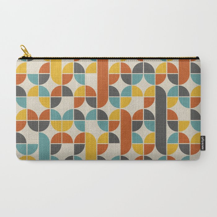 1970s Colors Mid Century Modern Geometric Pattern  Carry All Pouch