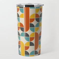 1970s Colors Mid Century Modern Geometric Pattern  Travel Mug