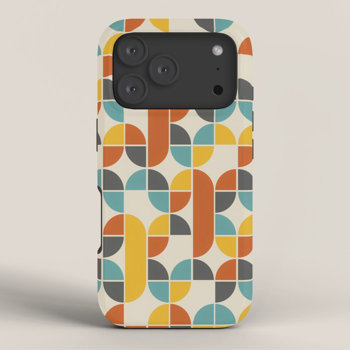 1970s Colors Mid Century Modern Geometric Pattern  iPhone Case