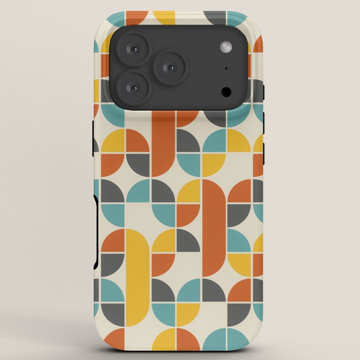 1970s Colors Mid Century Modern Geometric Pattern  iPhone Case