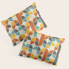 1970s Colors Mid Century Modern Geometric Pattern  Pillow Sham