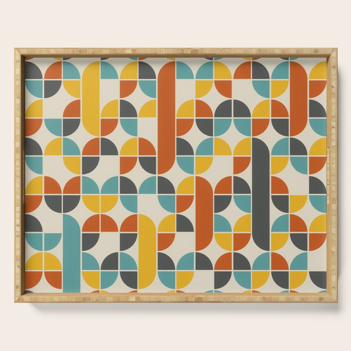 1970s Colors Mid Century Modern Geometric Pattern  Serving Tray