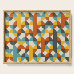 1970s Colors Mid Century Modern Geometric Pattern  Serving Tray