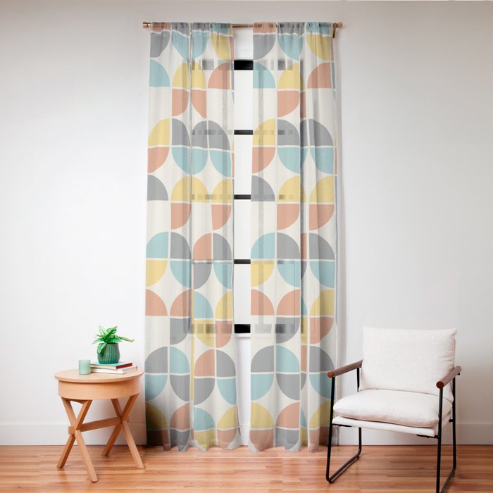 1970s Colors Mid Century Modern Geometric Pattern  Window Curtain