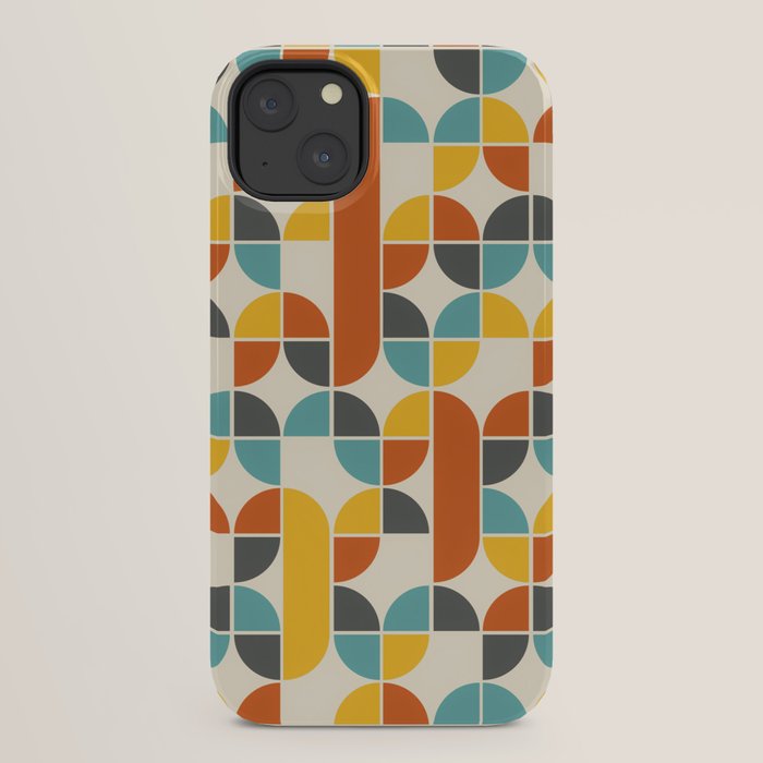 1970s Colors Mid Century Modern Geometric Pattern  iPhone Case