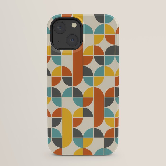 1970s Colors Mid Century Modern Geometric Pattern  iPhone Case