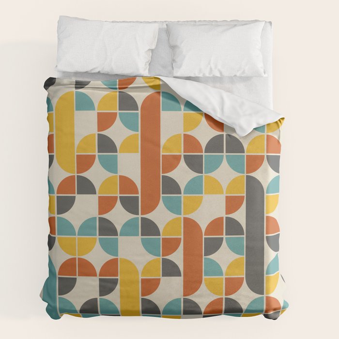 1970s Colors Mid Century Modern Geometric Pattern  Duvet Cover