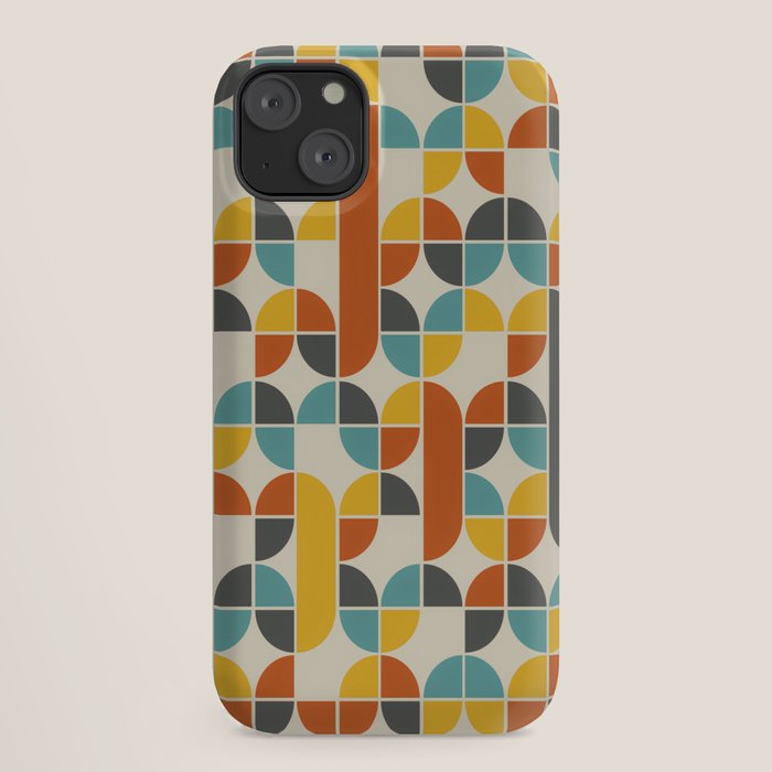 1970s Colors Mid Century Modern Geometric Pattern  iPhone Case