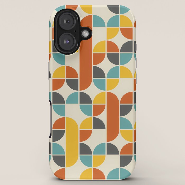 1970s Colors Mid Century Modern Geometric Pattern  iPhone Case