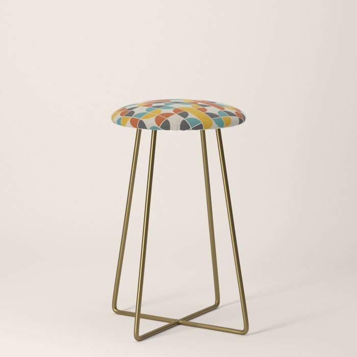 1970s Colors Mid Century Modern Geometric Pattern  Stool