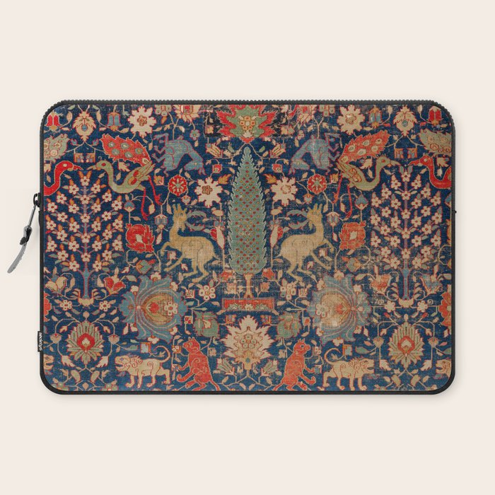 17th Century Persian Rug Print with Animals Laptop Sleeve