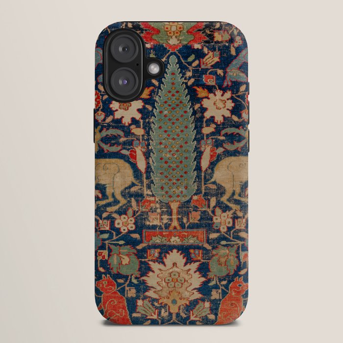17th Century Persian Rug Print with Animals iPhone Case