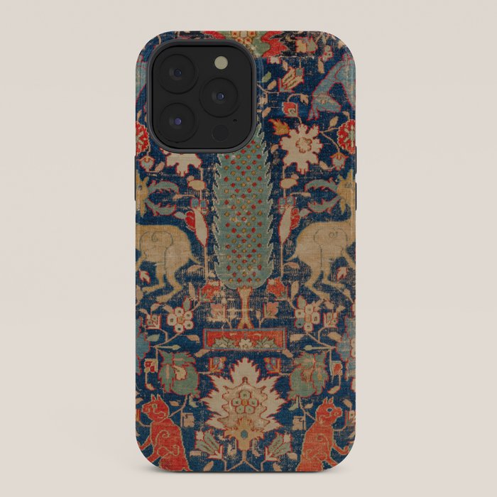 17th Century Persian Rug Print with Animals iPhone Case