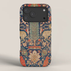 17th Century Persian Rug Print with Animals iPhone Case