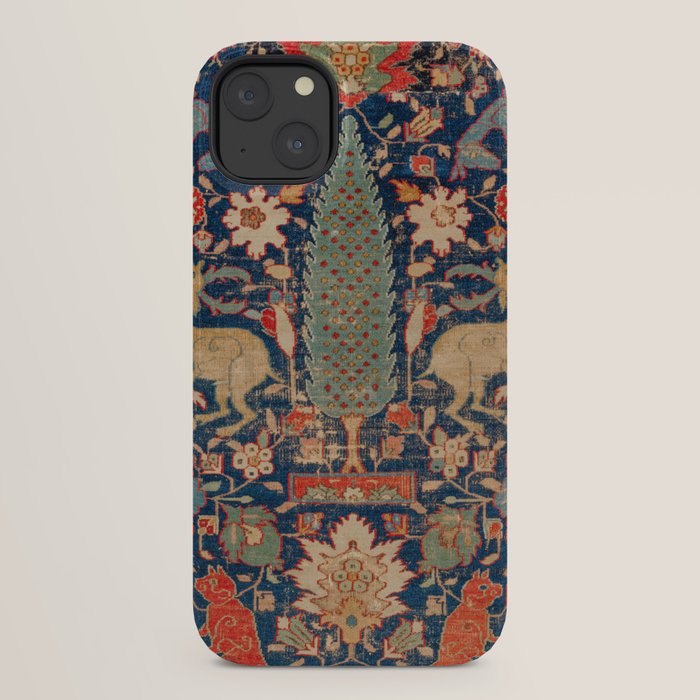 17th Century Persian Rug Print with Animals iPhone Case