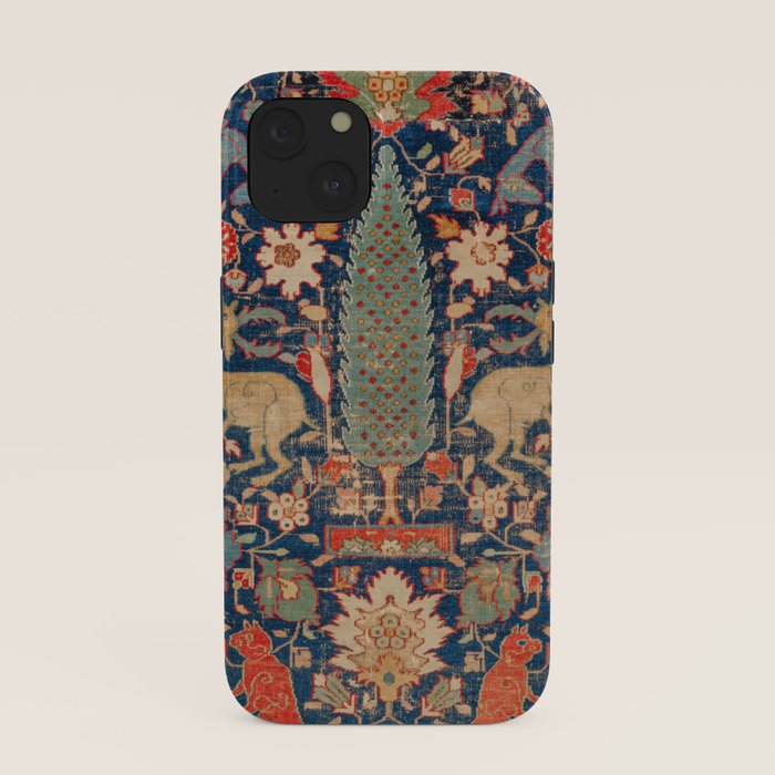 17th Century Persian Rug Print with Animals iPhone Case