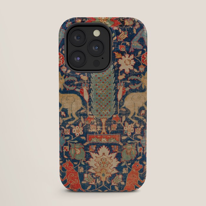 17th Century Persian Rug Print with Animals iPhone Case