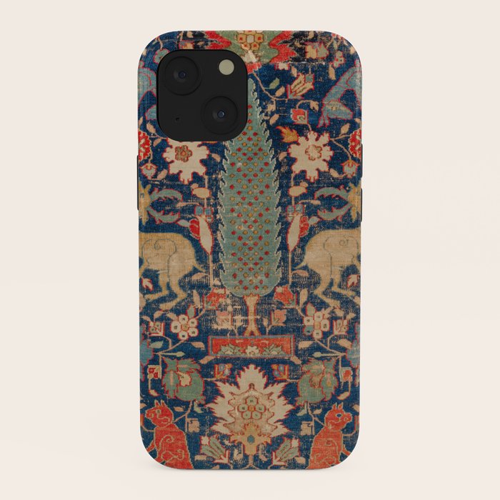 17th Century Persian Rug Print with Animals iPhone Case