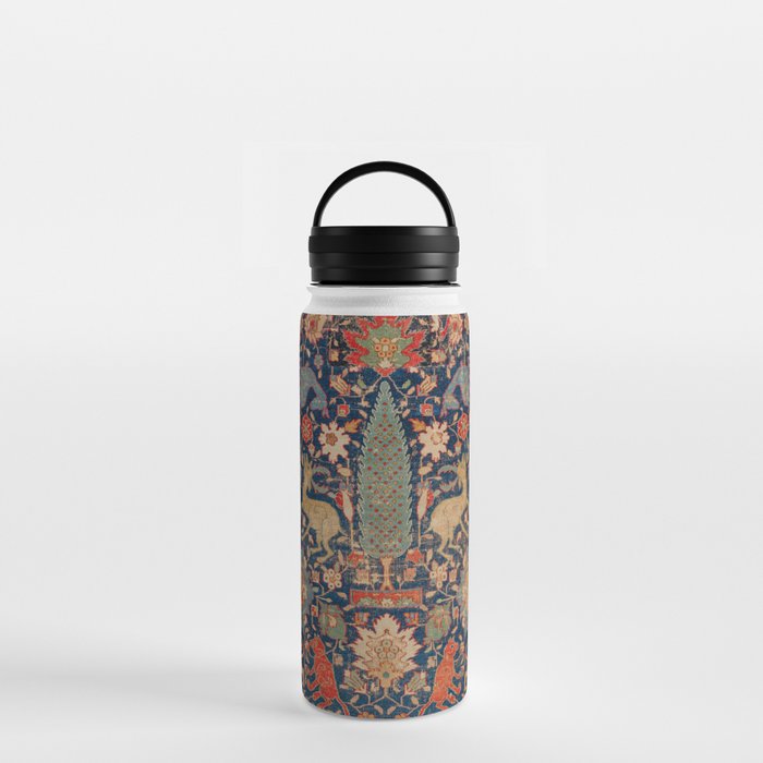 17th Century Persian Rug Print with Animals Water Bottle