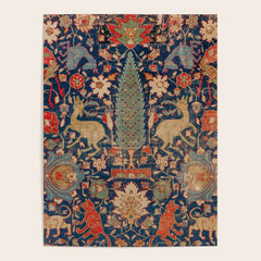 17th Century Persian Rug Print with Animals Poster