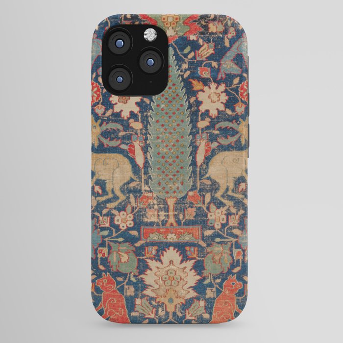 17th Century Persian Rug Print with Animals iPhone Case