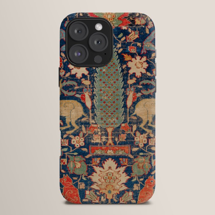 17th Century Persian Rug Print with Animals iPhone Case