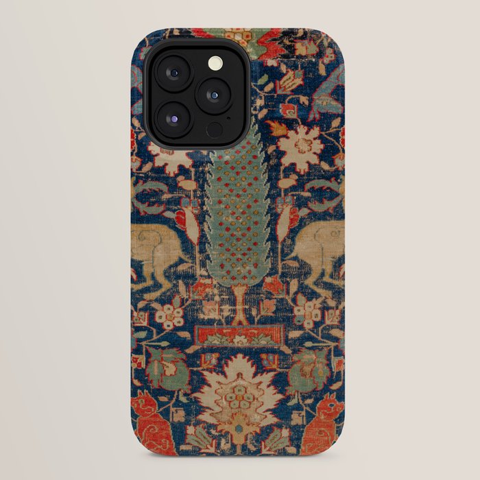17th Century Persian Rug Print with Animals iPhone Case