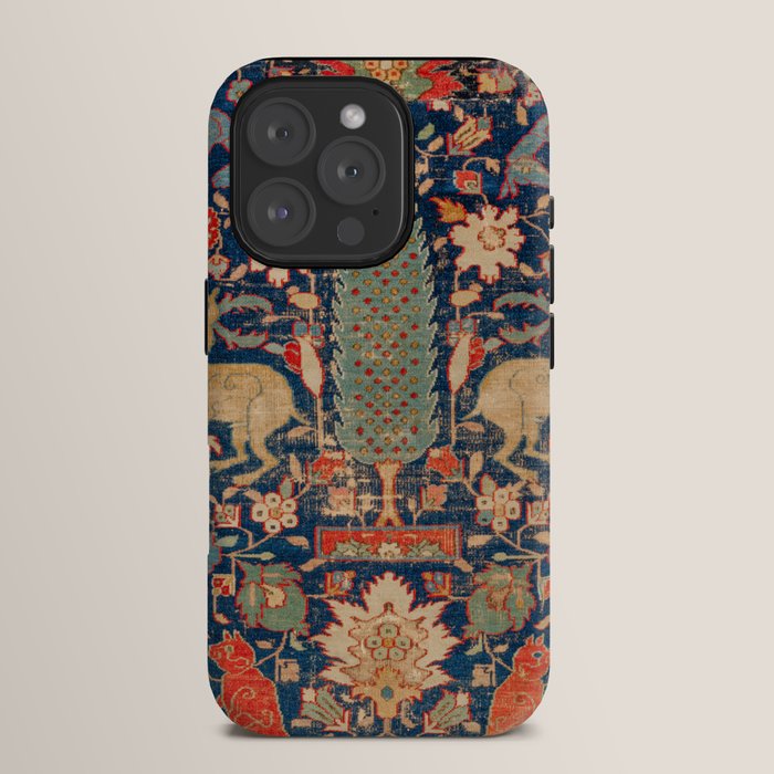 17th Century Persian Rug Print with Animals iPhone Case