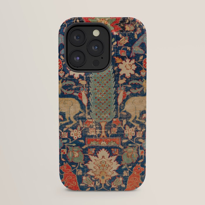 17th Century Persian Rug Print with Animals iPhone Case