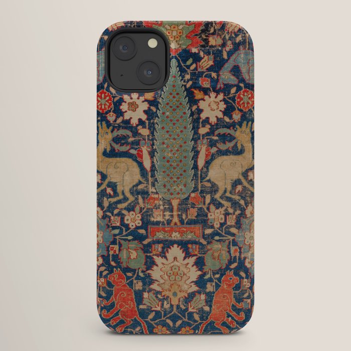 17th Century Persian Rug Print with Animals iPhone Case