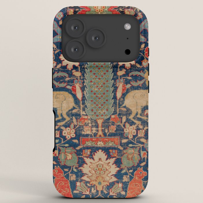 17th Century Persian Rug Print with Animals iPhone Case