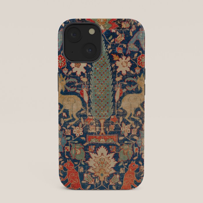 17th Century Persian Rug Print with Animals iPhone Case