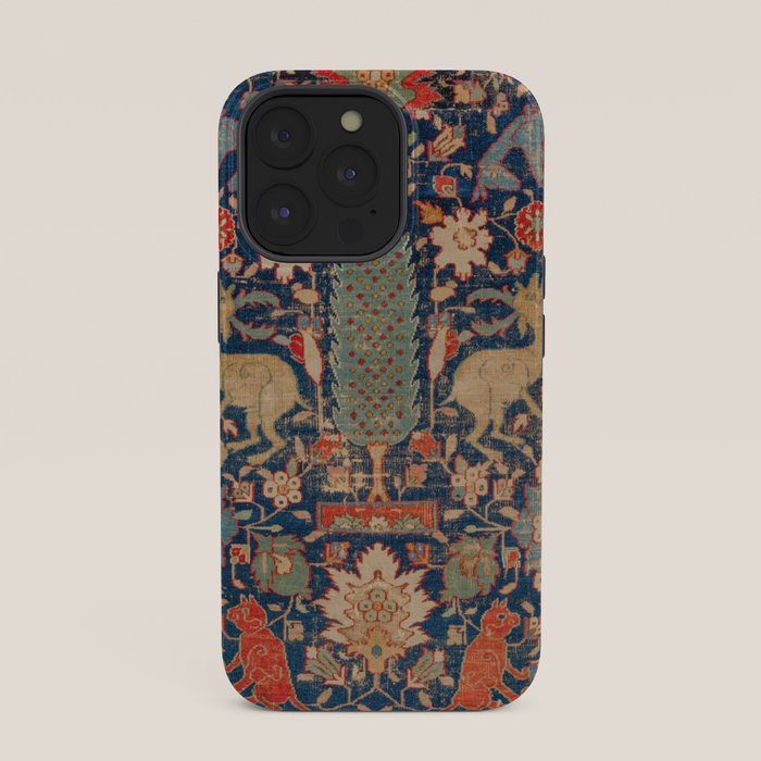17th Century Persian Rug Print with Animals iPhone Case